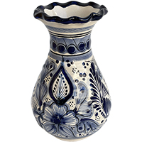TalaMex Handmade Calpan Traditional Mexican Talavera Flower Vase