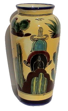 Desert Talavera Tall Flower Vase Close-Up