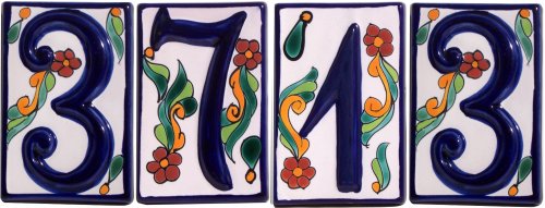 TalaMex Colonial Talavera Ceramic House Number Seven Details