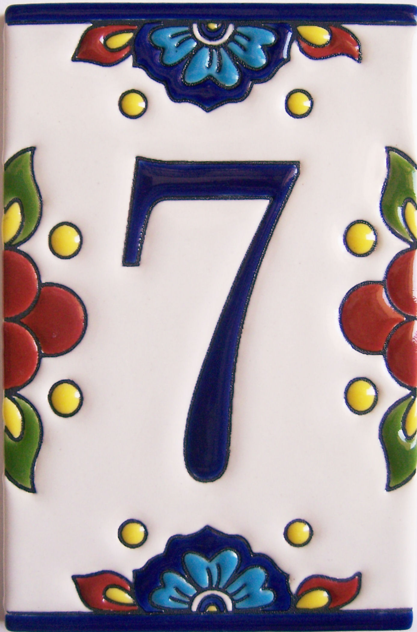 TalaMex Mexican Talavera Mission Tile House Number Seven