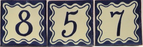TalaMex Blue Talavera Tile Number Seven Close-Up