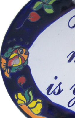 Fish Talavera Ceramic House Plaque. Welcome my house is your house Close-Up