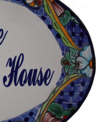 TalaMex Talavera Ceramic House Plaque. Welcome To Grandpas House Close-Up