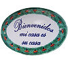Peacock Talavera Ceramic House Plaque. Bienvenidos mi casa es su casa