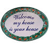 TalaMex Peacock Talavera Ceramic House Plaque. Welcome my house is your house