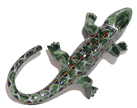 Green Peacock Garden Ceramic Iguana