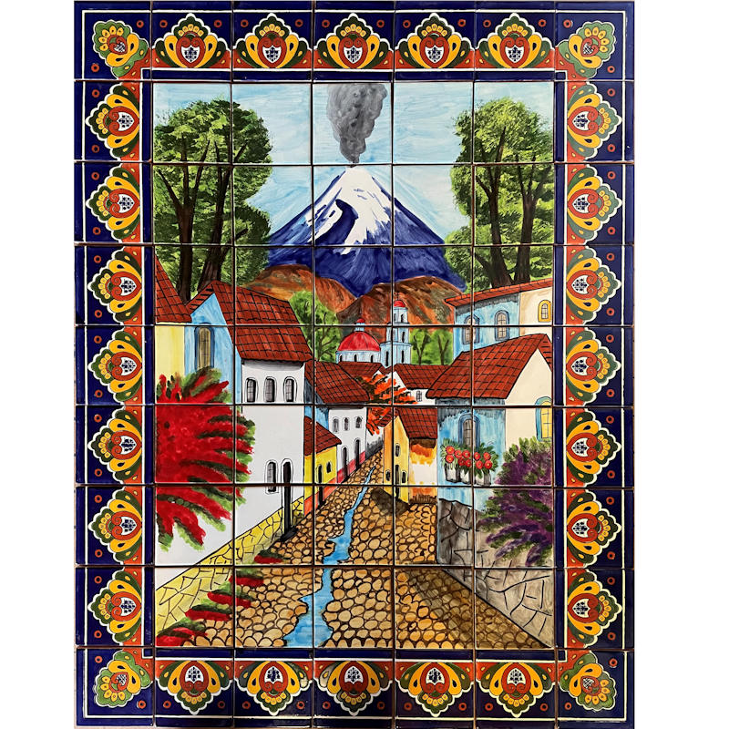 Clay Talavera Tile Mural Volcano Clay Talavera Tile Mural