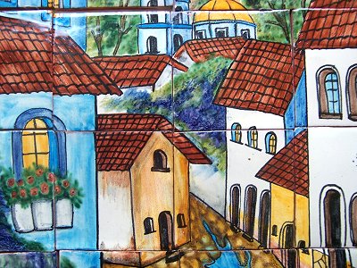 Volcano Clay Talavera Tile Mural Details
