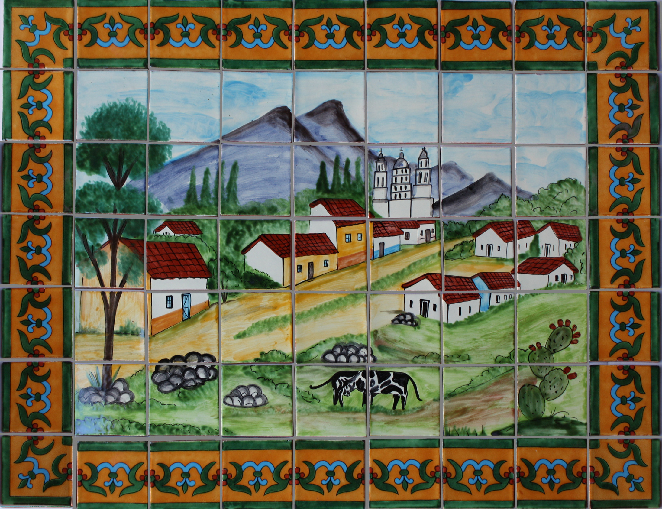 TalaMex Small Town Clay Talavera Tile Mural