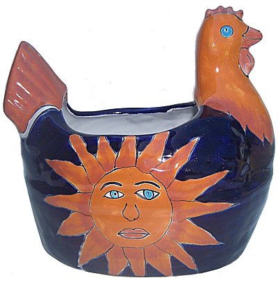 Sun Chicken Talavera Ceramic Planter