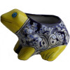 TalaMex Hand-Painted Mexican Blue Frog Talavera Ceramic Planter
