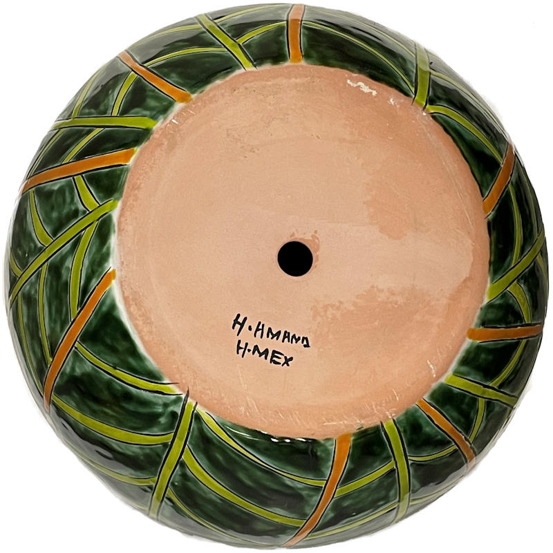 TalaMex Medium-Sized Aqua Lily Mexican Colors Talavera Ceramic Garden Pot Details