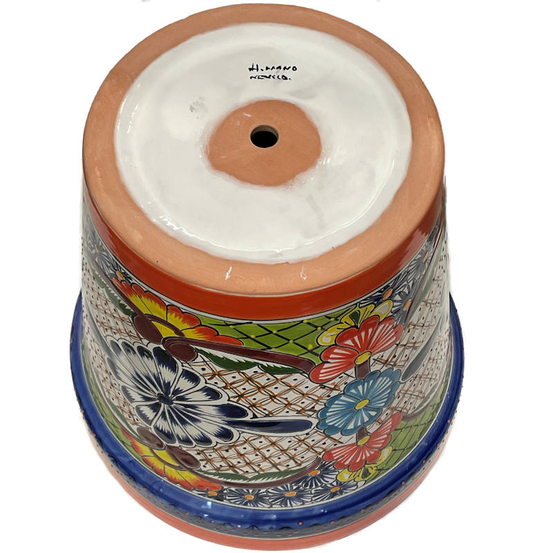 TalaMex Large-Sized Ayumba Mexican Colors Talavera Ceramic Garden Pot Details