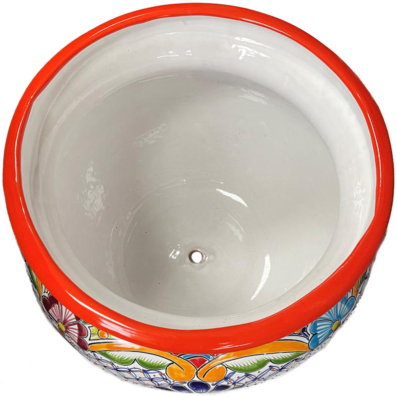 TalaMex Large-Sized Cherato Mexican Colors Talavera Ceramic Garden Pot Close-Up