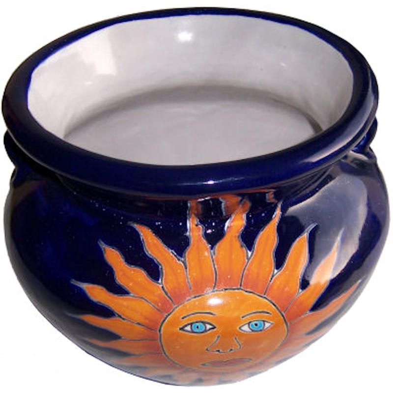 TalaMex Small-Sized Sun Mexican Colors Talavera Ceramic Garden Pot Close-Up