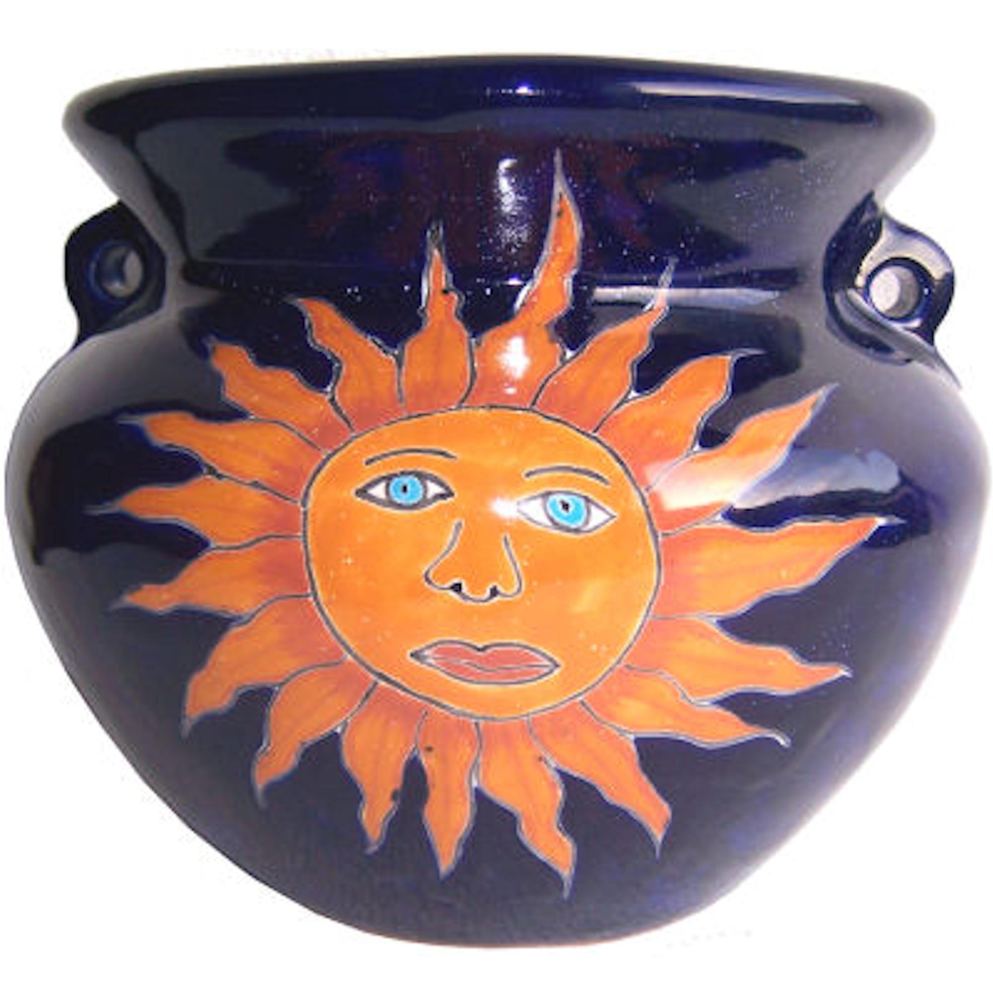 TalaMex Small-Sized Sun Mexican Colors Talavera Ceramic Garden Pot