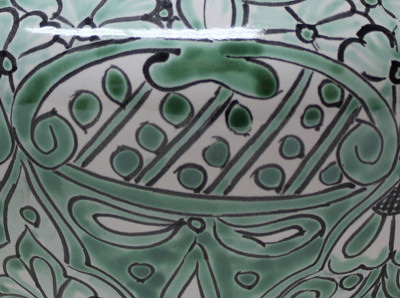 Green Deco Talavera Ceramic Pot Close-Up