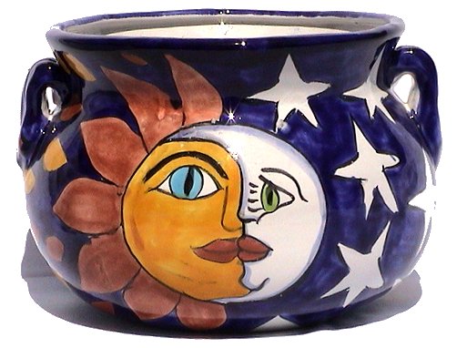 Sun & Moon Talavera Ceramic Pot