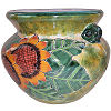 Brushed Green Sunflowers Talavera Ceramic Pot