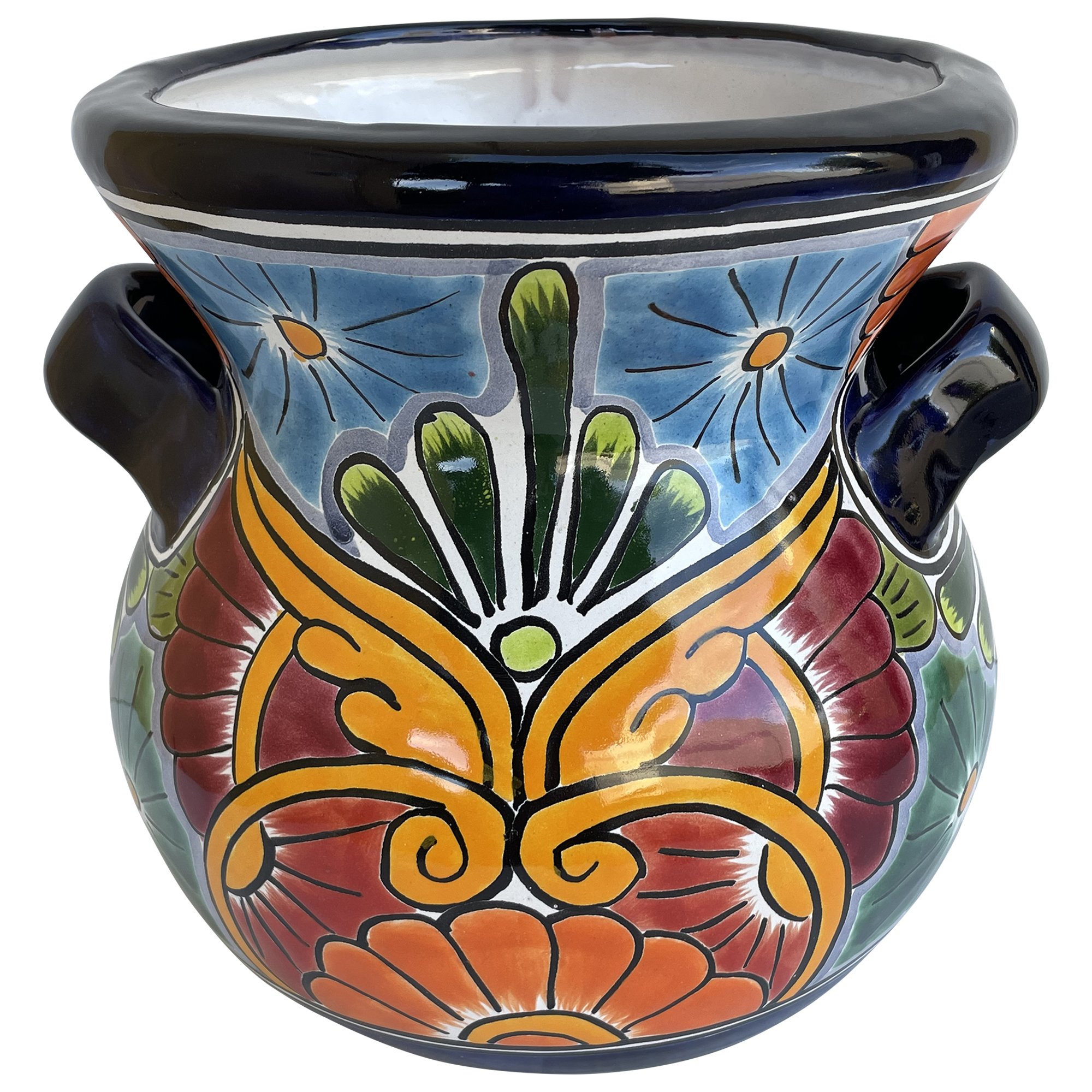 TalaMex Copal Small-Sized Indoors/Outdoors Handmade Mexican Colors Talavera Ceramic Pot Planter