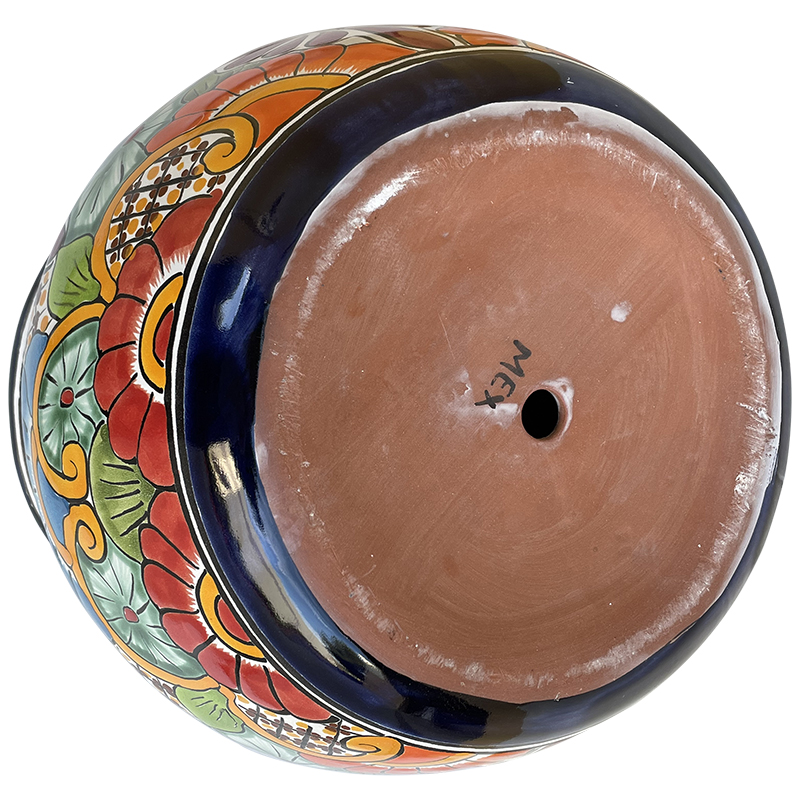 TalaMex Copal Medium-Sized Indoors/Outdoors Handmade Mexican Colors Talavera Ceramic Pot Planter Details