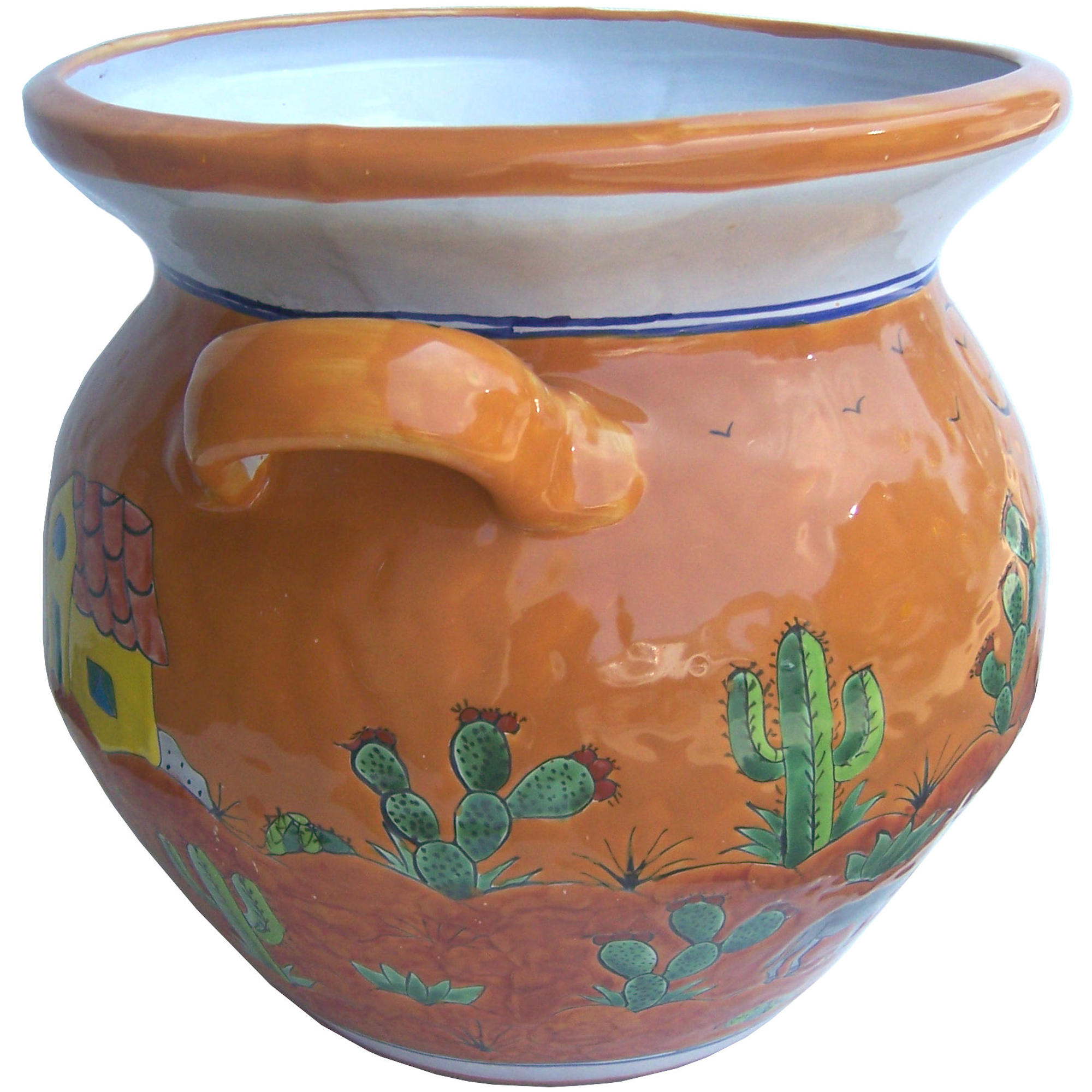 TalaMex Jumbo-Sized Desert Mexican Colors Talavera Ceramic Garden Pot
