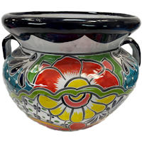 Small-Sized Paracho Mexican Colors Talavera Ceramic Garden Pot