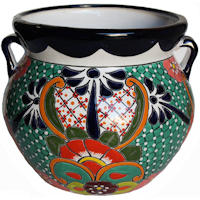 Medium-Sized Paracho Mexican Colors Talavera Ceramic Garden Pot