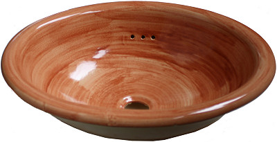 Big Washed Terracotta Talavera Ceramic Sink Close-Up