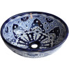 TalaMex Blue Round Ceramic Talavera Vessel Sink