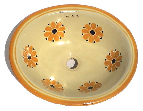 Yellow Daisy Ceramic Talavera Sink