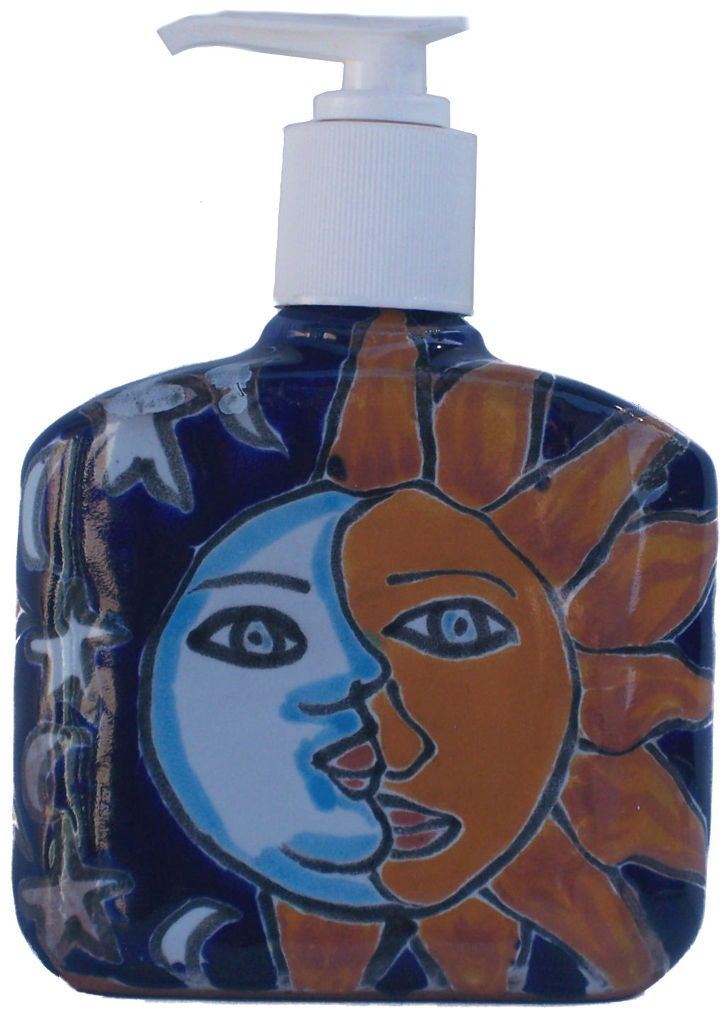 Sun and Moon Talavera Soap Container