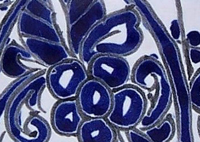 Traditional Blue/White Talavera Soap Container Close-Up