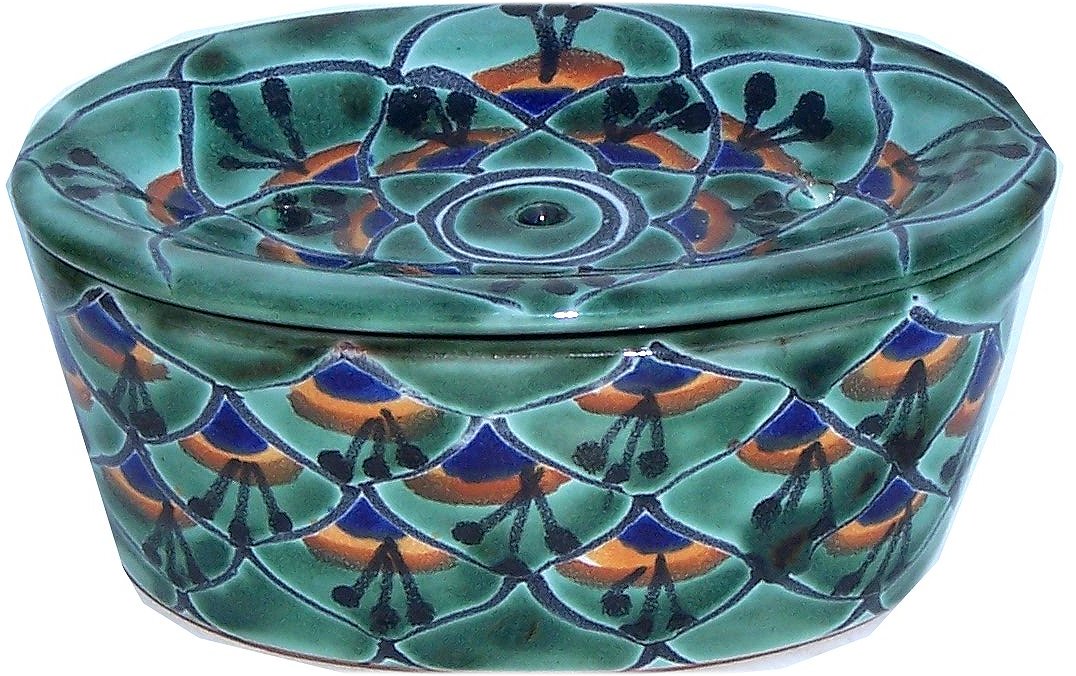 Green Peacock Talavera Ceramic Soap Dish