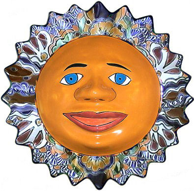 TalaMex Big Multicolor Talavera Ceramic Sun Face Details