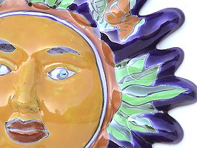 Fish Talavera Ceramic Sun Face Close-Up
