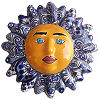 Medium-Sized Blue Mexican Talavera Ceramic Sun Face