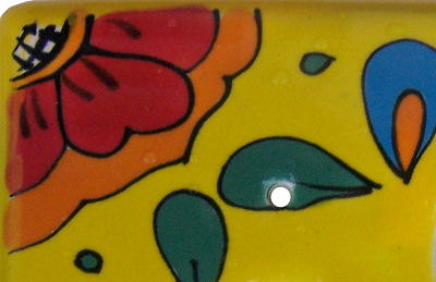 TalaMex Canary Toggle-Outlet Mexican Talavera Ceramic Switch Plate Close-Up