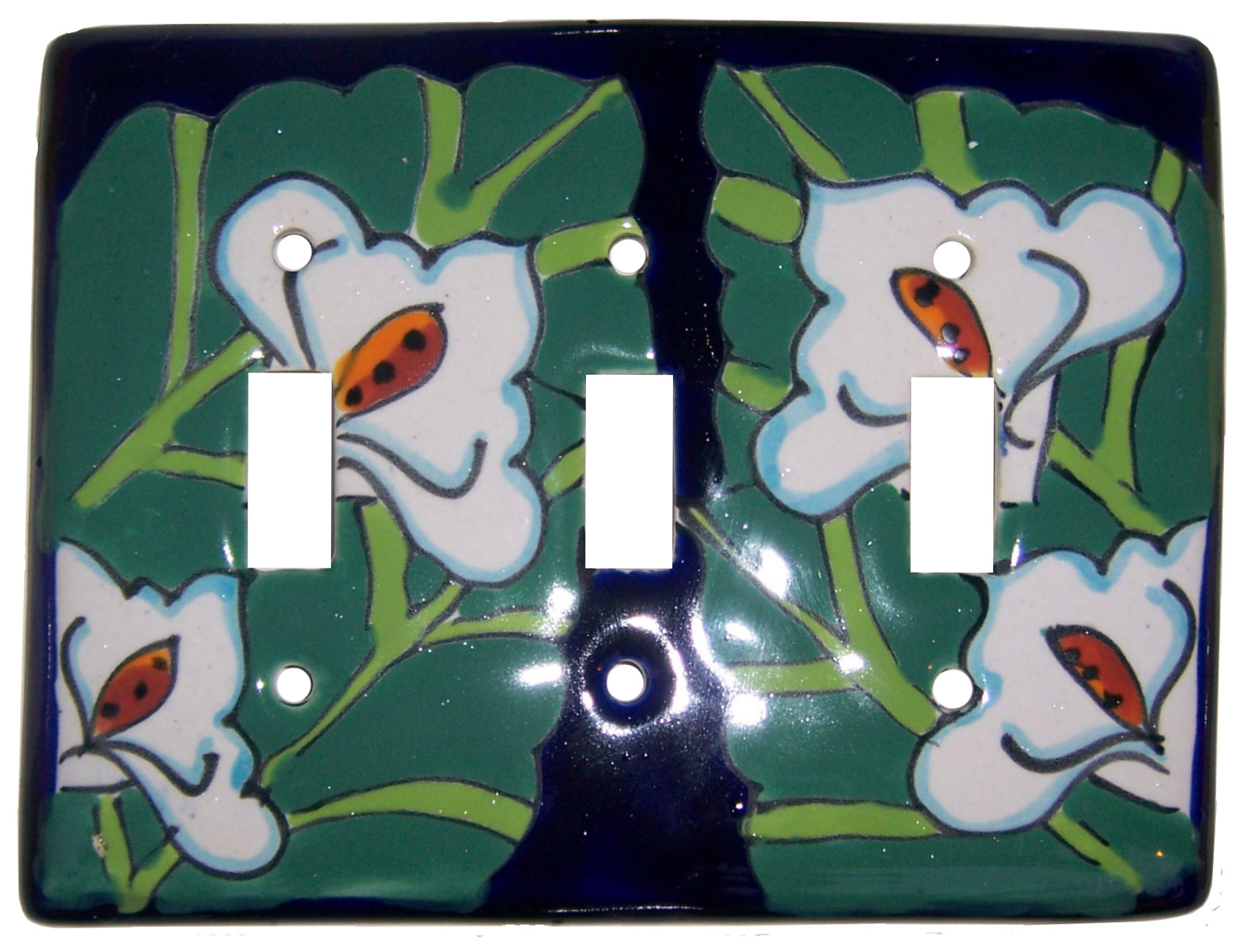 TalaMex Lily Triple Toggle Mexican Talavera Ceramic Switch Plate