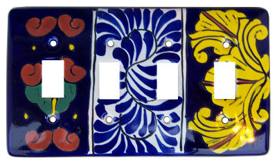TalaMex Marigold Quadruple Toggle Mexican Talavera Ceramic Switch Plate