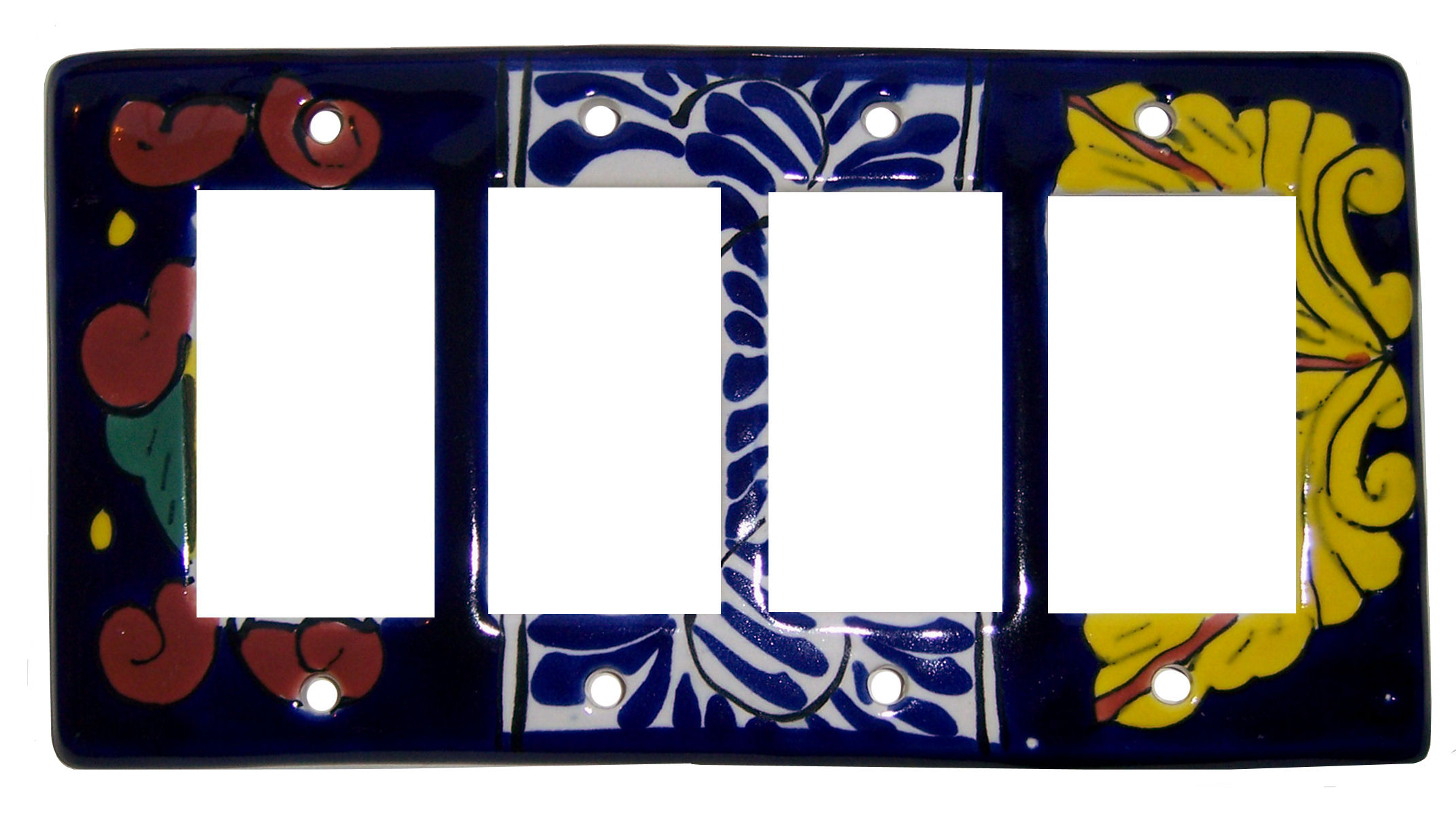 TalaMex Marigold Quadruple GFI/Rocker Mexican Talavera Ceramic Switch Plate