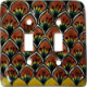 Brown Peacock Talavera Ceramic Double Toggle Switch Plate