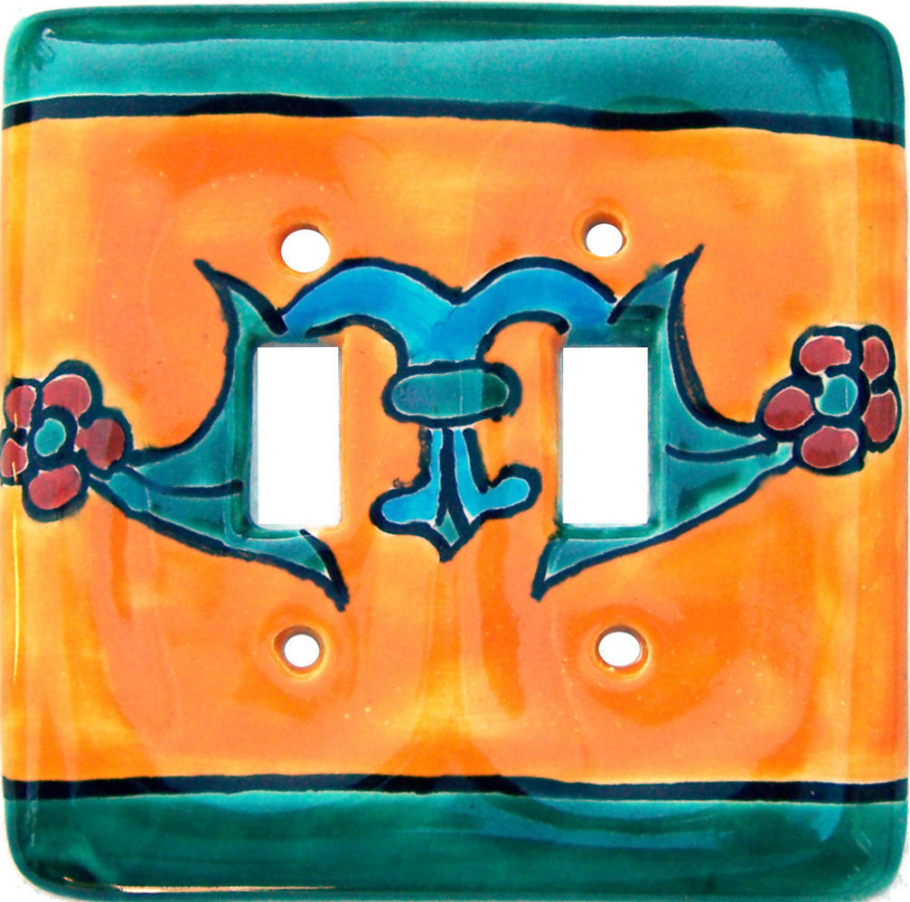 TalaMex Liz Double Toggle Mexican Talavera Ceramic Switch Plate