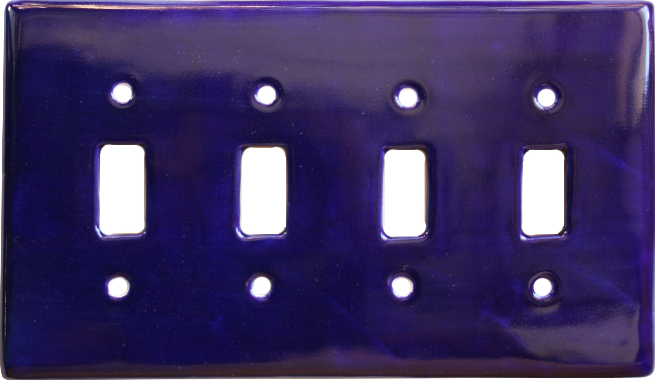 TalaMex Cobalt Blue Quadruple Toggle Mexican Talavera Ceramic Switch Plate