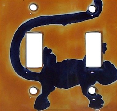 Double Toggle Gecko Talavera Ceramic Switch Plate Close-Up