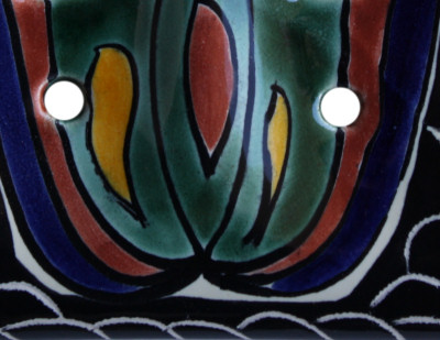 Double Toggle Black Turtle Talavera Ceramic Switch Plate Close-Up