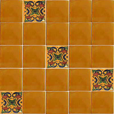 Yellow Talavera Mexican Tile Close-Up