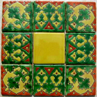 Alhambra Forest Talavera Mexican Tile Details