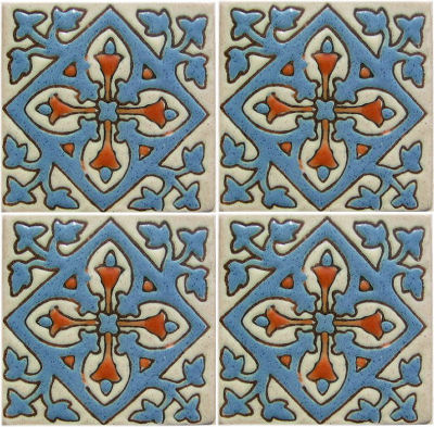 Cyan Verona Alhambra Talavera Mexican Tile Close-Up