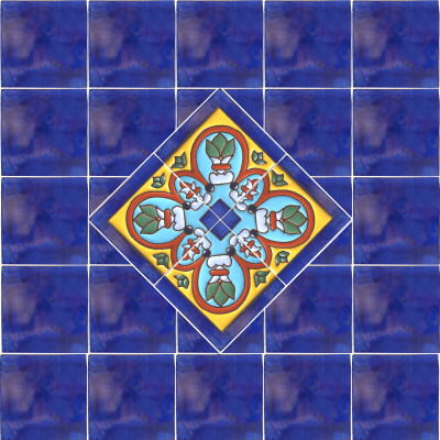TalaMex Corner Aqua Raised Talavera Mexican Tile Close-Up